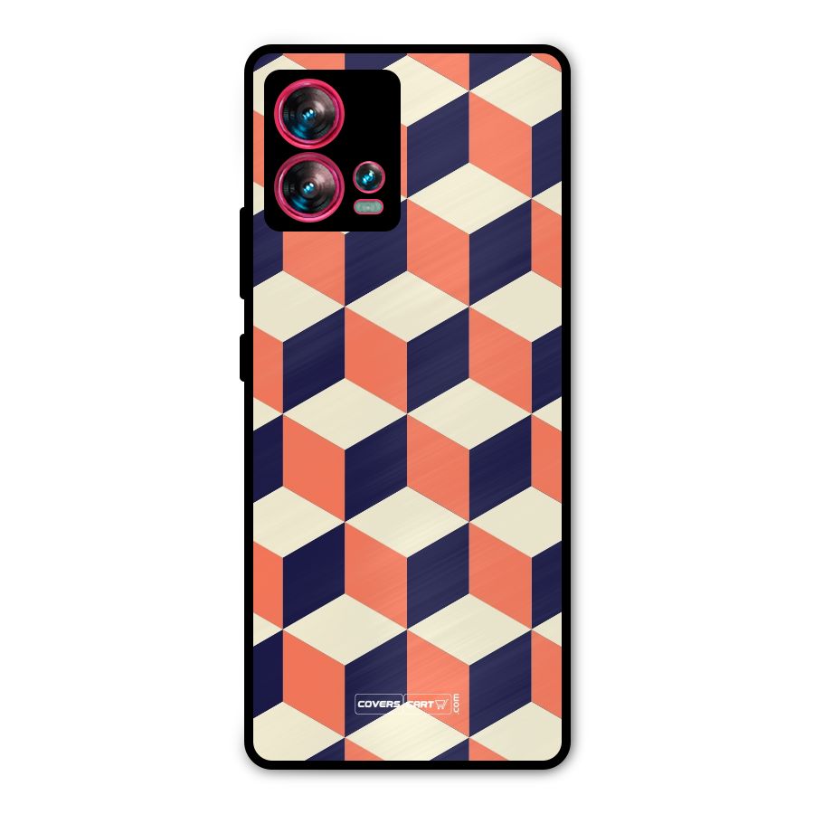 Cube Pattern Metal Back Case for Motorola Edge 30 Fusion