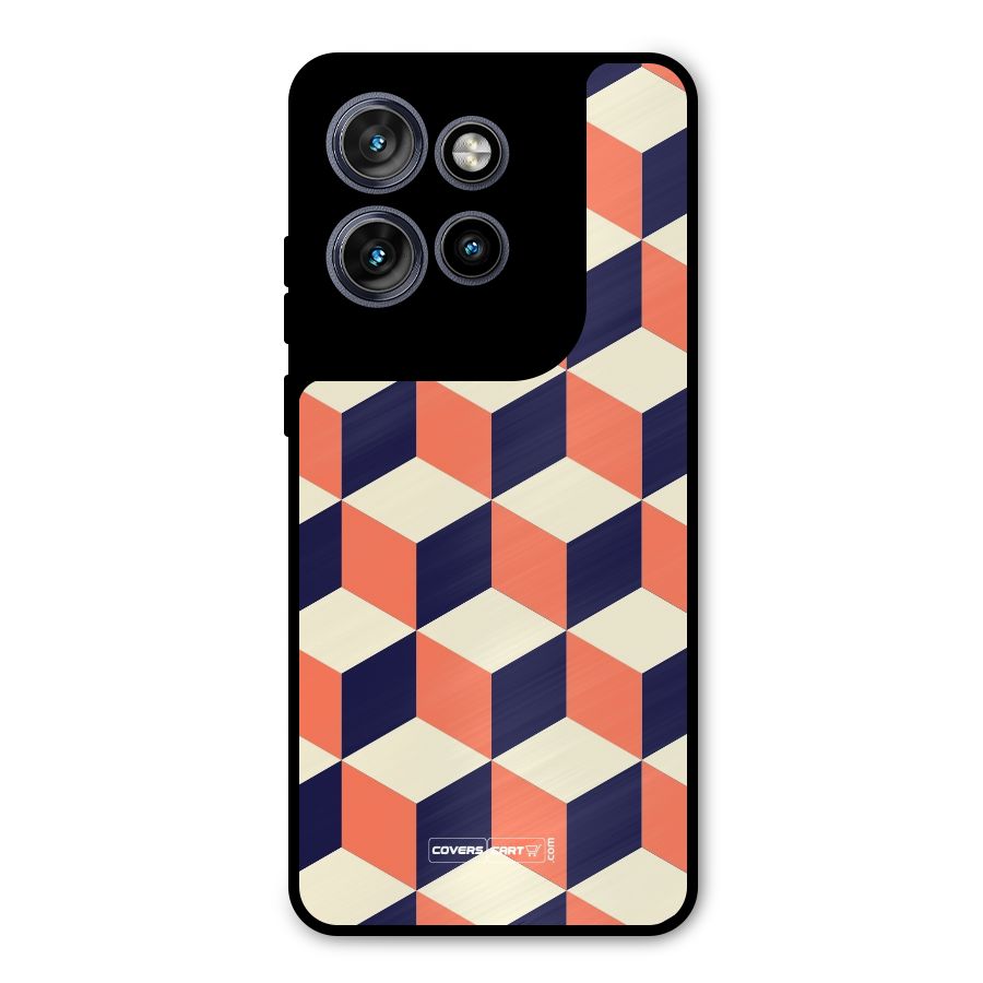 Cube Pattern Metal Back Case for Motorola Edge 50 Neo