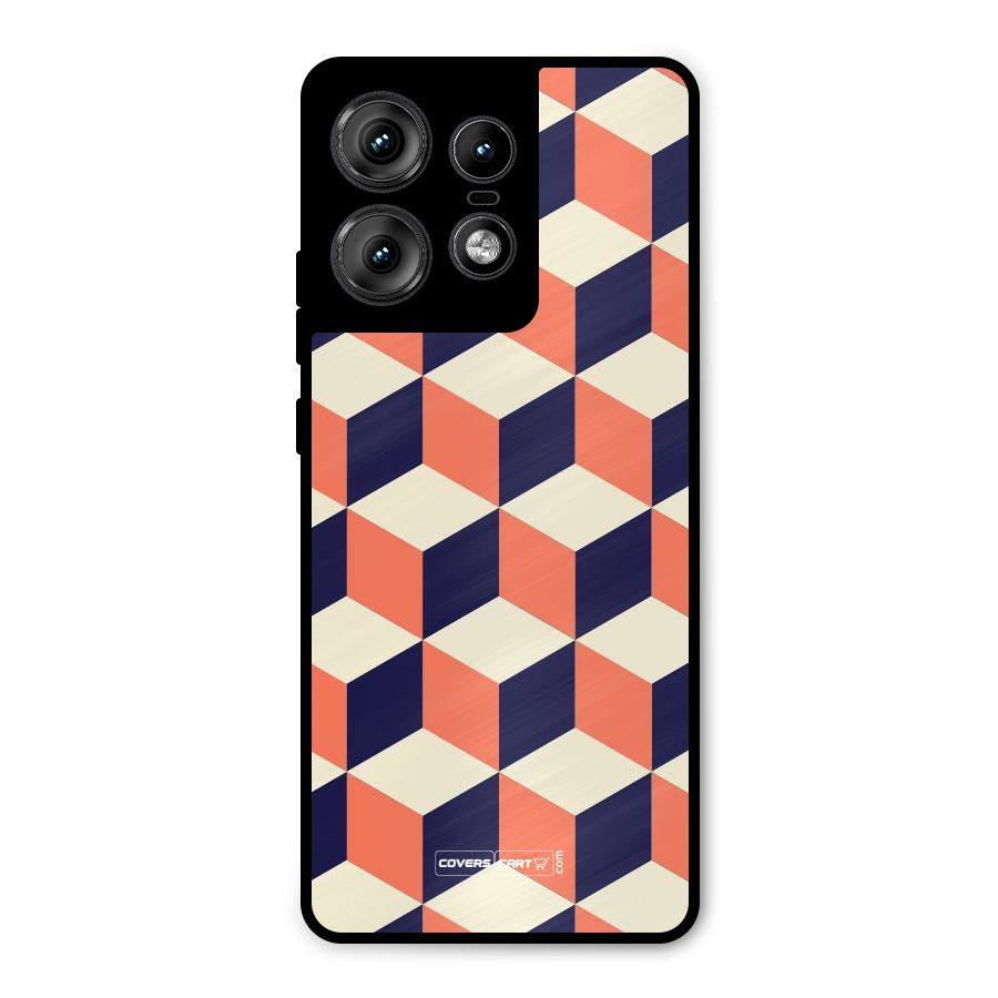 Cube Pattern Metal Back Case for Motorola Edge 50 Pro