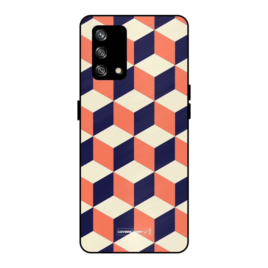 Cube Pattern Metal Back Case for Oppo F19