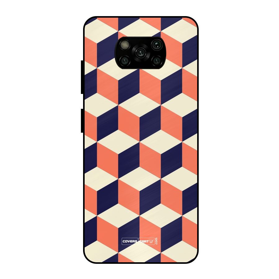 Cube Pattern Metal Back Case for Poco X3