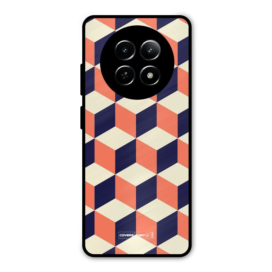Cube Pattern Metal Back Case for Realme 12x 5G