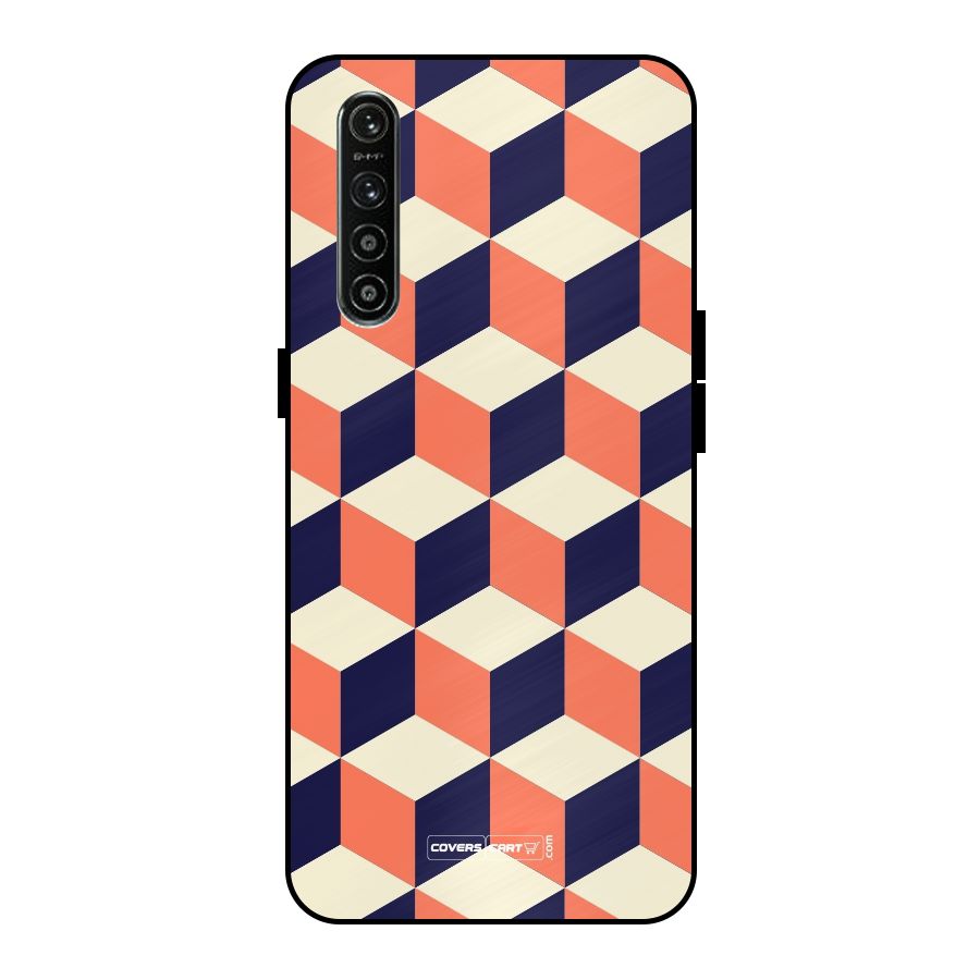 Cube Pattern Metal Back Case for Realme XT