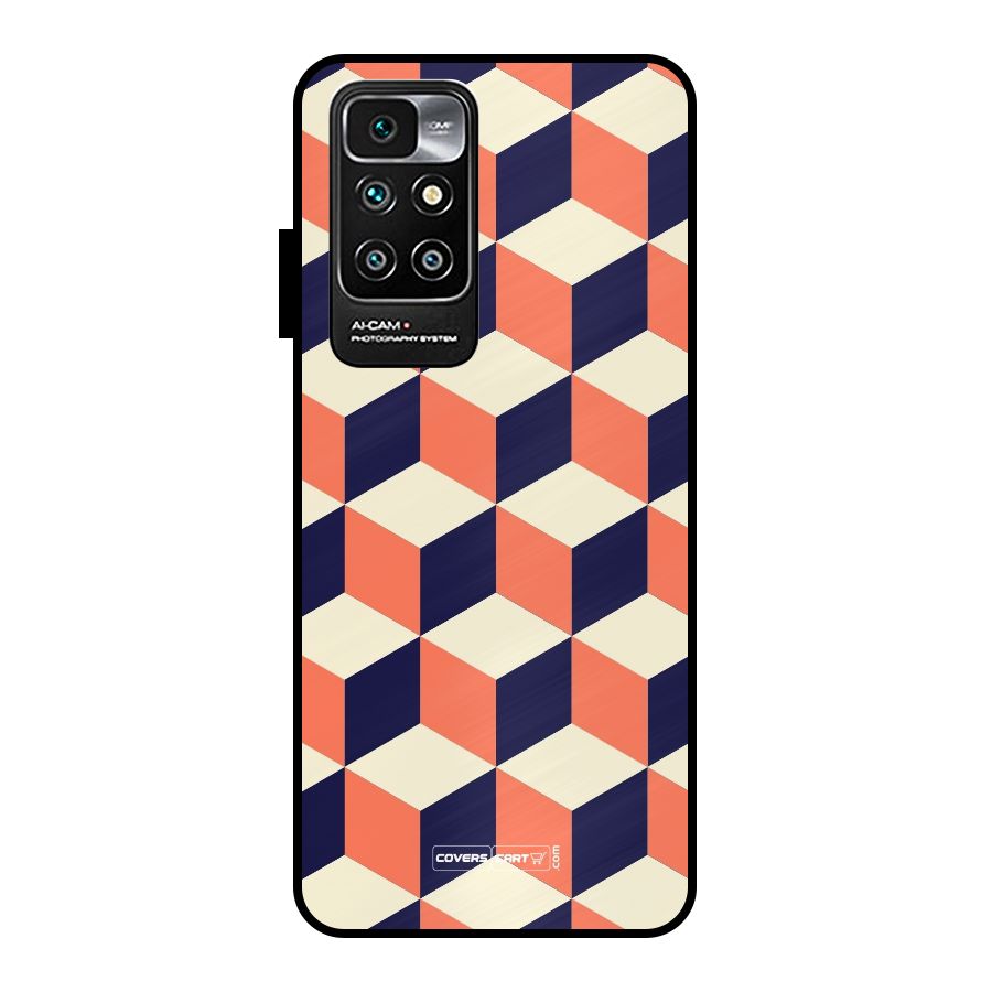 Cube Pattern Metal Back Case for Redmi 10 Prime