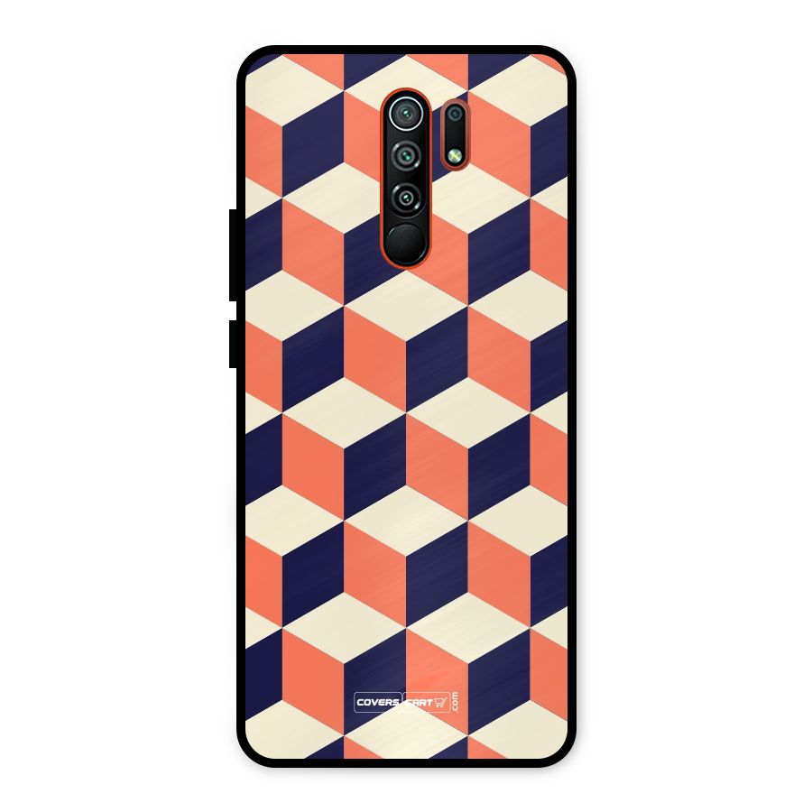 Cube Pattern Metal Back Case for Redmi 9 Prime