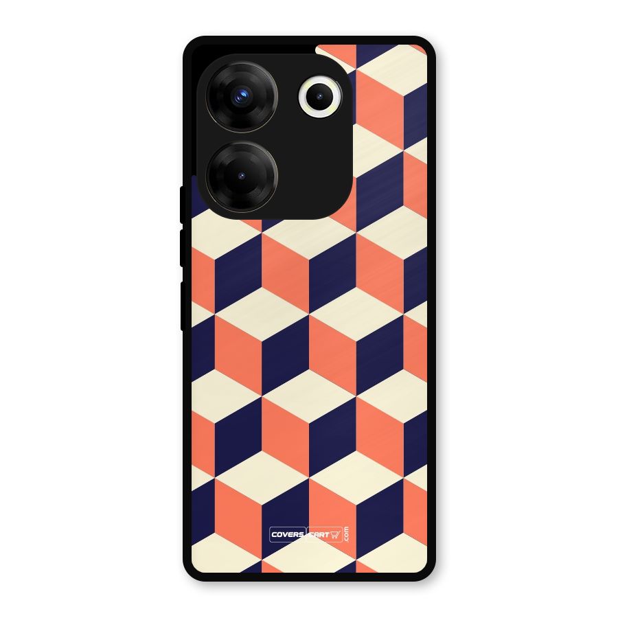 Cube Pattern Metal Back Case for Tecno Camon 20 Pro