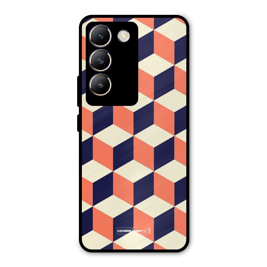 Cube Pattern Metal Back Case for Vivo T3 5G