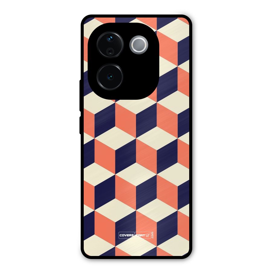 Cube Pattern Metal Back Case for Vivo T3 Pro