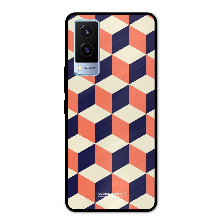 Cube Pattern Metal Back Case for Vivo V21e 5G