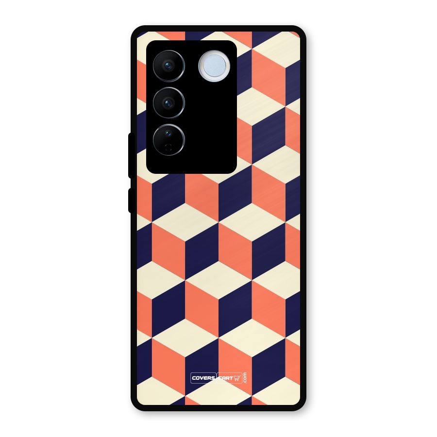 Cube Pattern Metal Back Case for Vivo V27