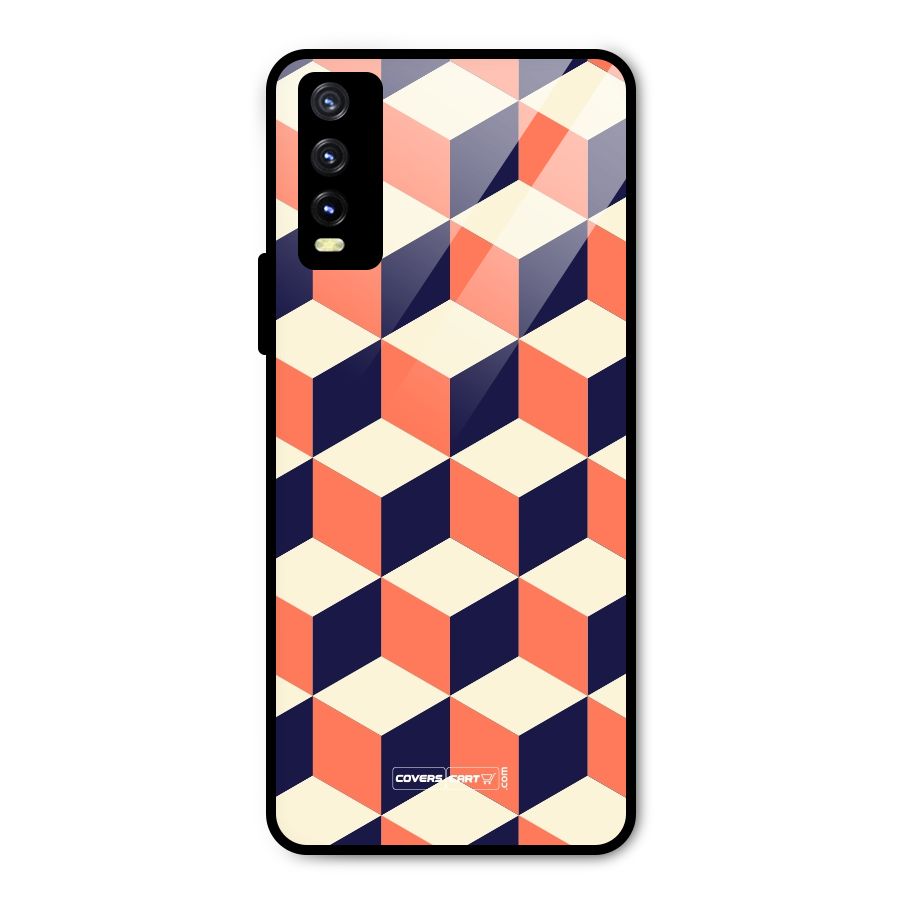 Cube Pattern Metal Back Case for Vivo Y20g