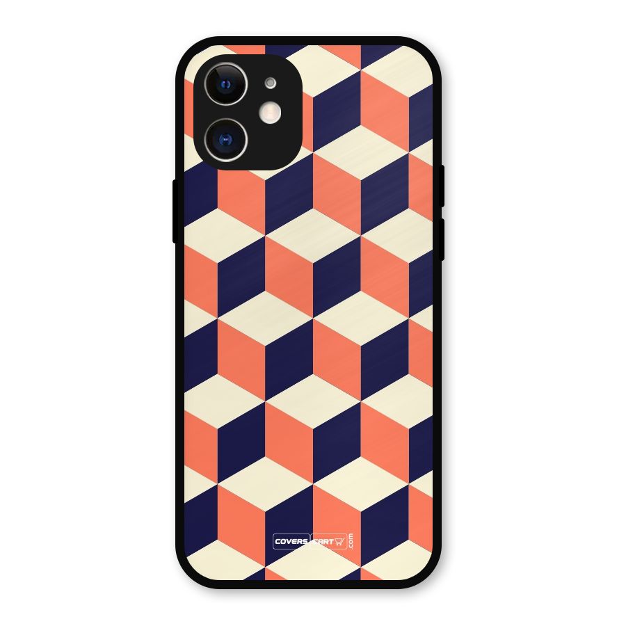 Cube Pattern Metal Back Case for iPhone 12