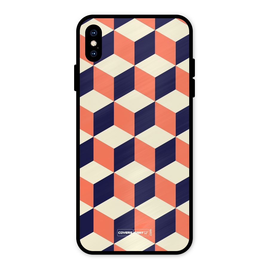 Cube Pattern Metal Back Case for iPhone XS Max