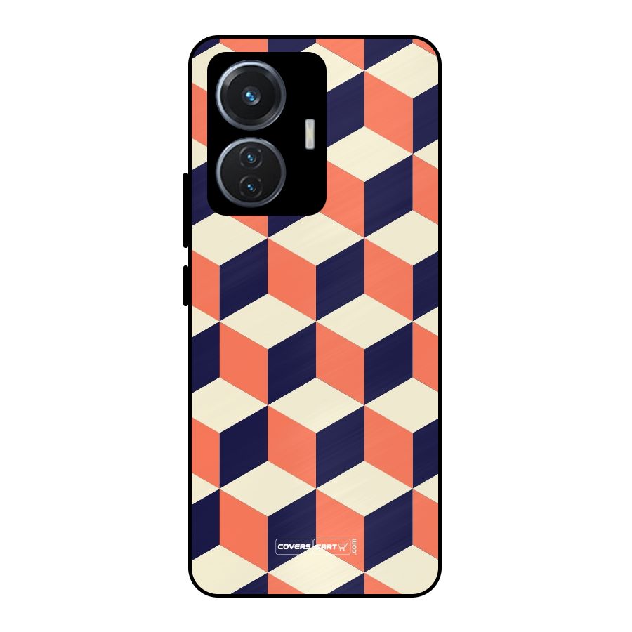Cube Pattern Metal Back Case for iQOO Z6 44W