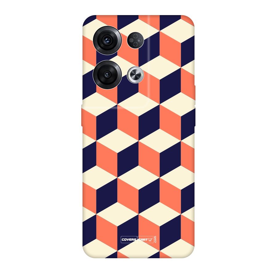 Cube Pattern Original Polycarbonate Back Case for Oppo Reno8 Pro 5G