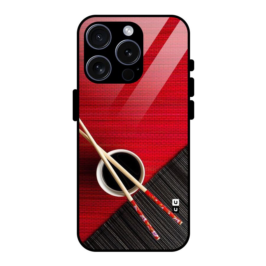 Cup Chopsticks Glass Back Case for iPhone 15 Pro