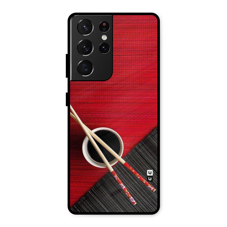 Cup Chopsticks Metal Back Case for Galaxy S21 Ultra 5G