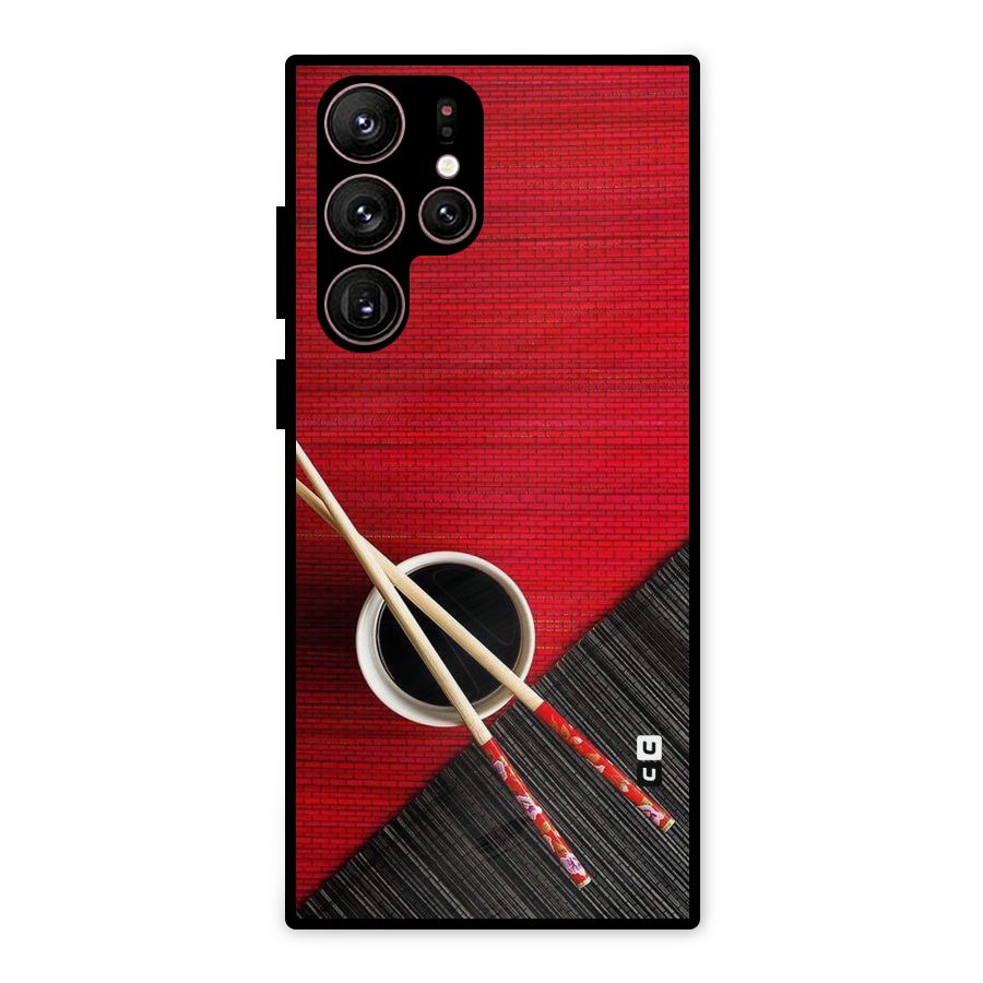 Cup Chopsticks Metal Back Case for Galaxy S22 Ultra 5G