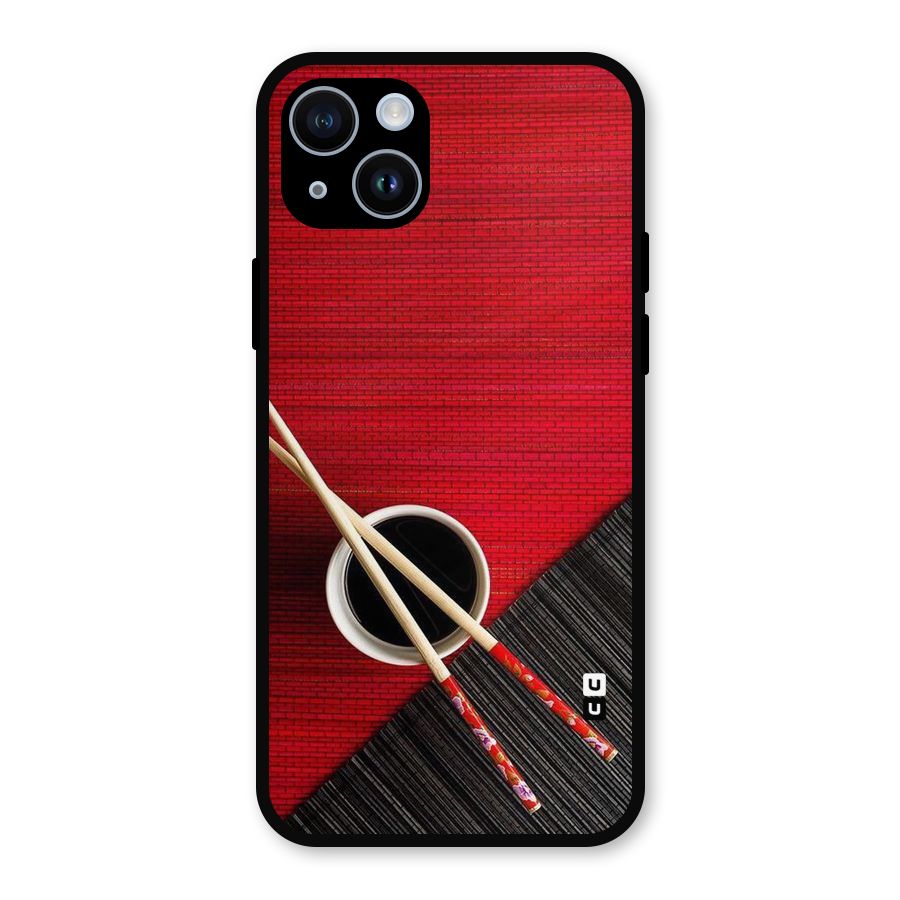Cup Chopsticks Metal Back Case for iPhone 14