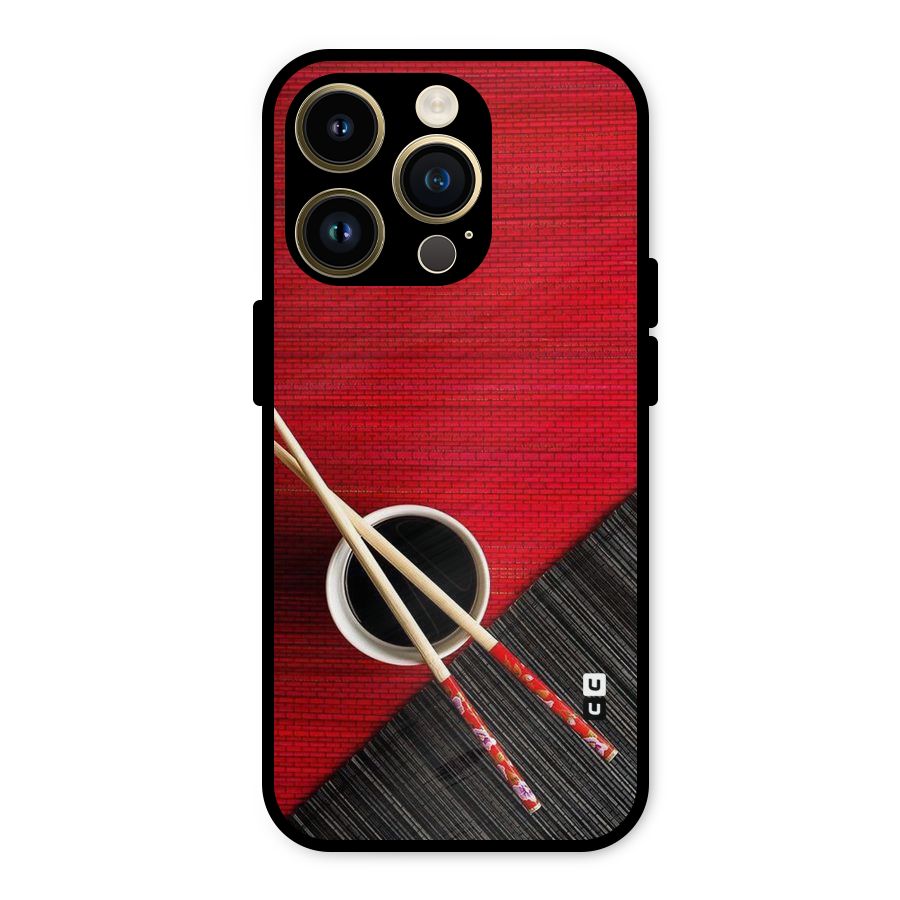 Cup Chopsticks Metal Back Case for iPhone 14 Pro