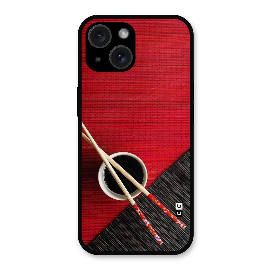 Cup Chopsticks Metal Back Case for iPhone 15