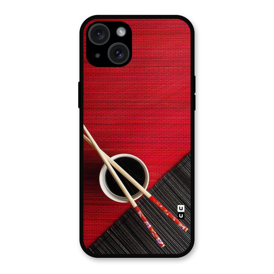 Cup Chopsticks Metal Back Case for iPhone 15 Plus