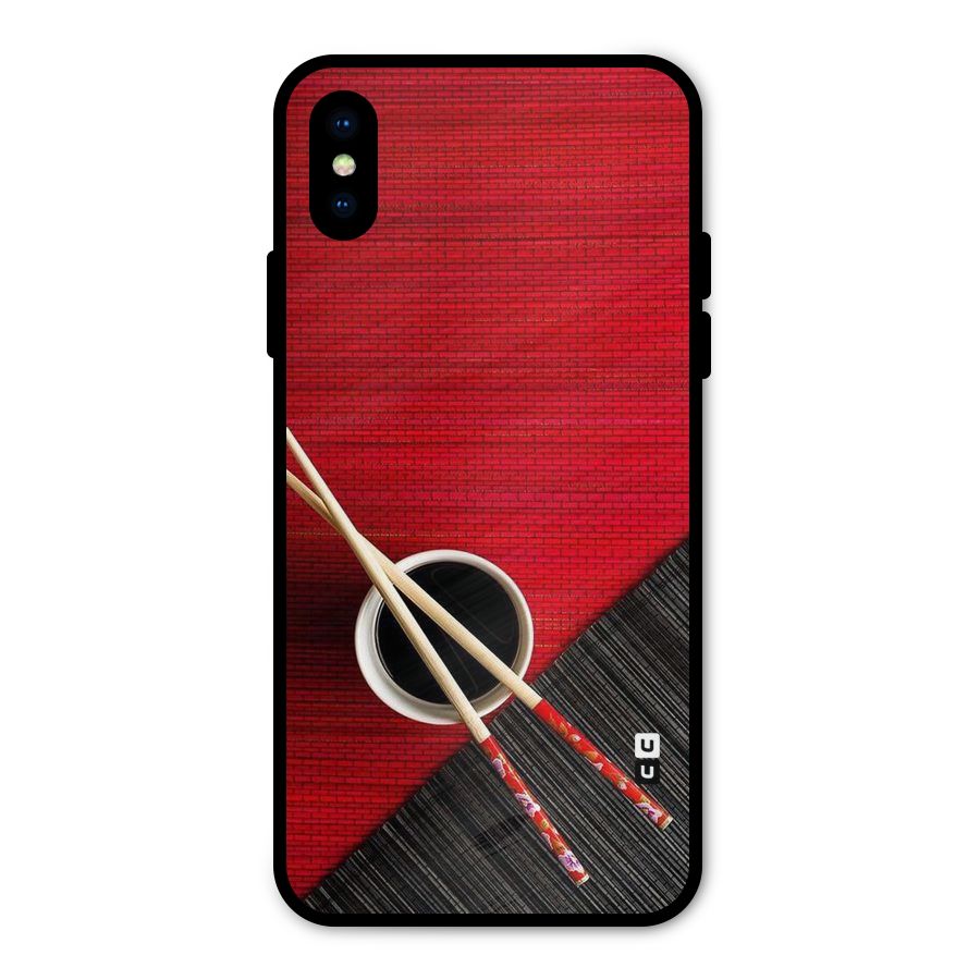 Cup Chopsticks Metal Back Case for iPhone XS
