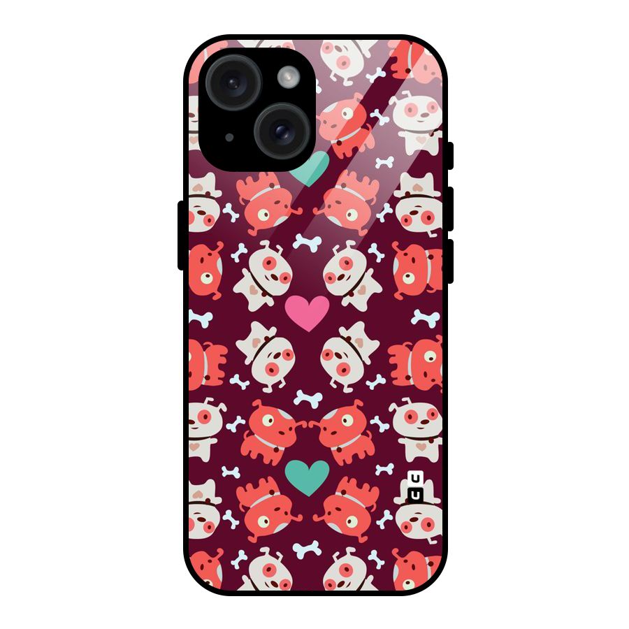 Cut Dog Design Glass Back Case for iPhone 15