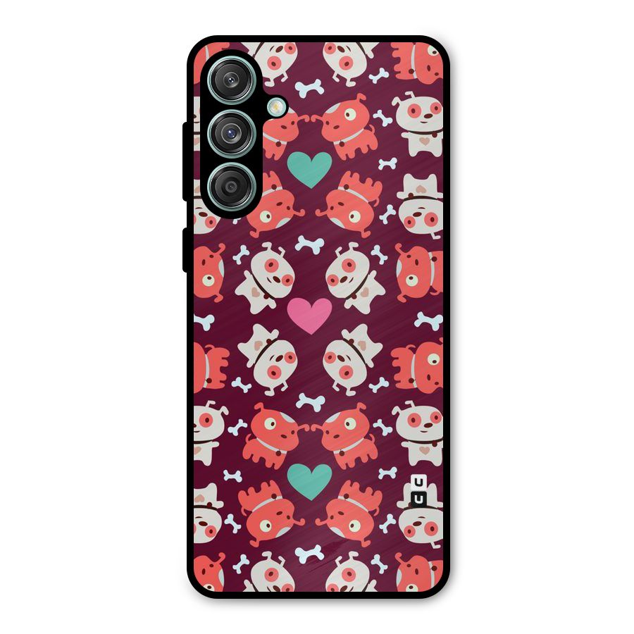 Cut Dog Design Metal Back Case for Galaxy M55 5G
