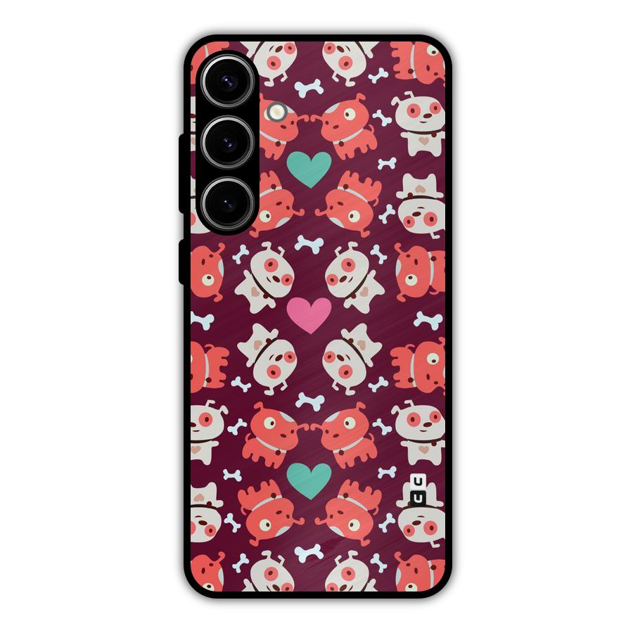 Cut Dog Design Metal Back Case for Galaxy S24 Plus