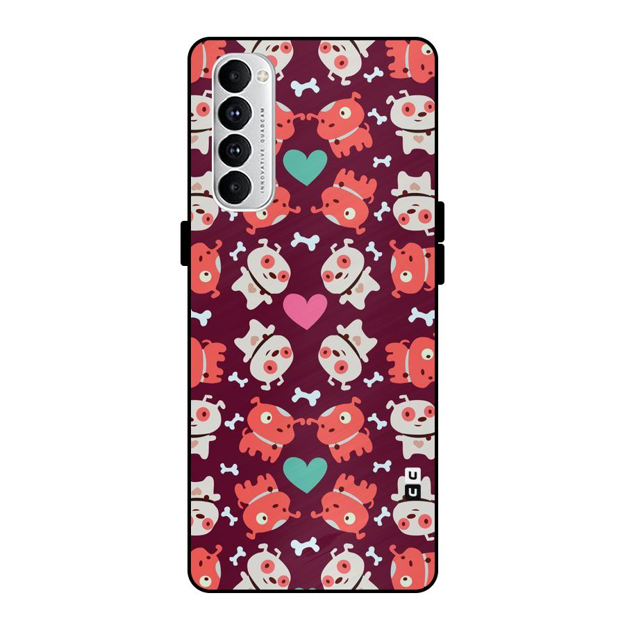 Cut Dog Design Metal Back Case for Oppo Reno4 Pro