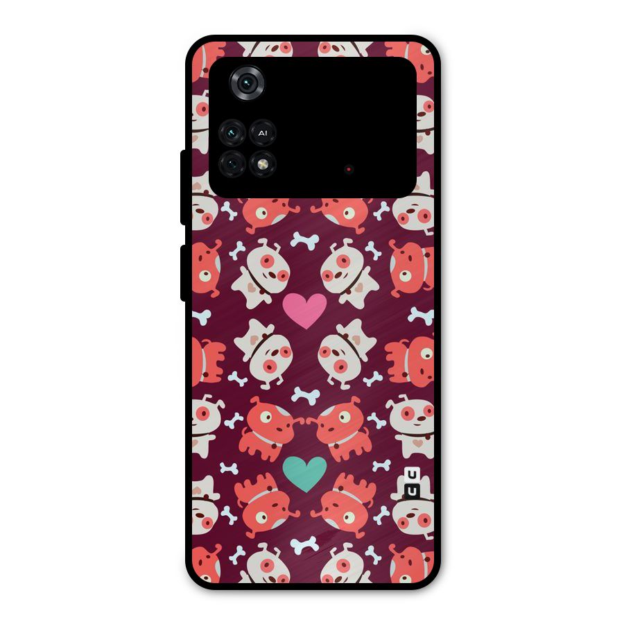 Cut Dog Design Metal Back Case for Poco M4 Pro 4G