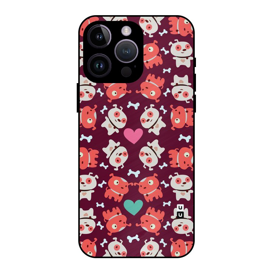 Cut Dog Design Metal Back Case for iPhone 14 Pro Max