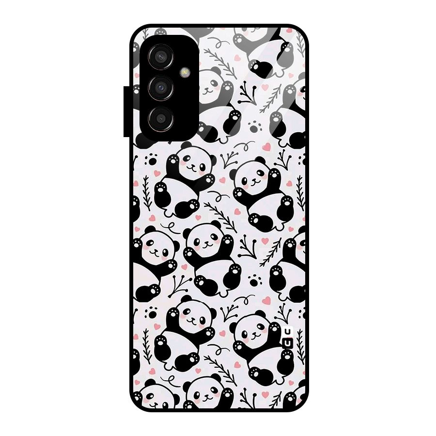 Cute Adorable Panda Pattern Glass Back Case for Galaxy F13