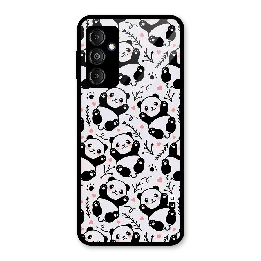 Cute Adorable Panda Pattern Glass Back Case for Galaxy M14 5G