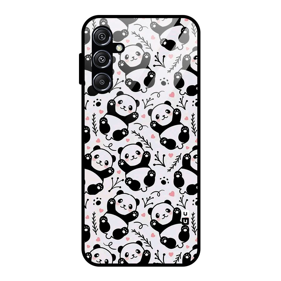 Cute Adorable Panda Pattern Glass Back Case for Galaxy M34 5G