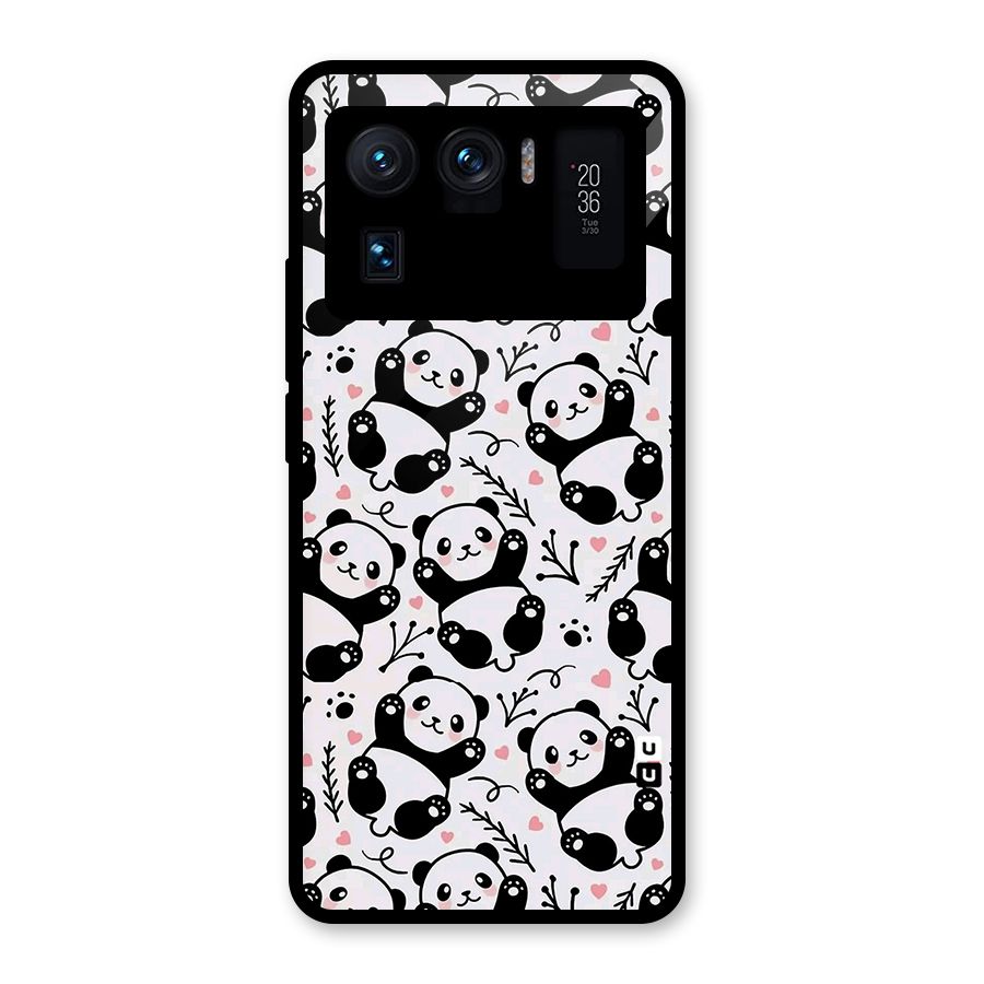 Cute Adorable Panda Pattern Glass Back Case for Mi 11 Ultra