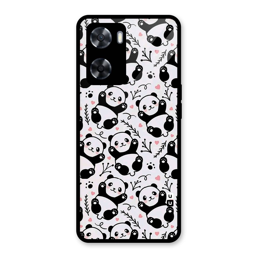 Cute Adorable Panda Pattern Glass Back Case for OnePlus Nord N20 SE