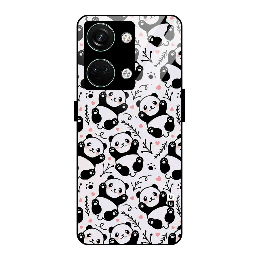 Cute Adorable Panda Pattern Glass Back Case for Oneplus Nord 3