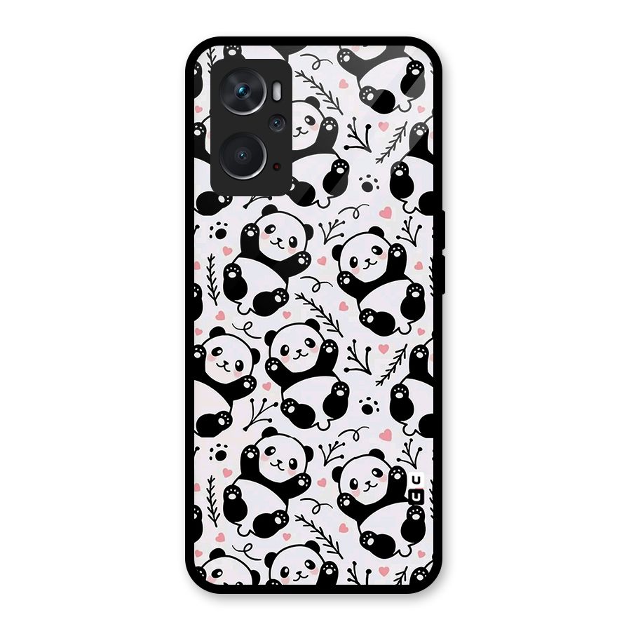 Cute Adorable Panda Pattern Glass Back Case for Oppo K10 4G