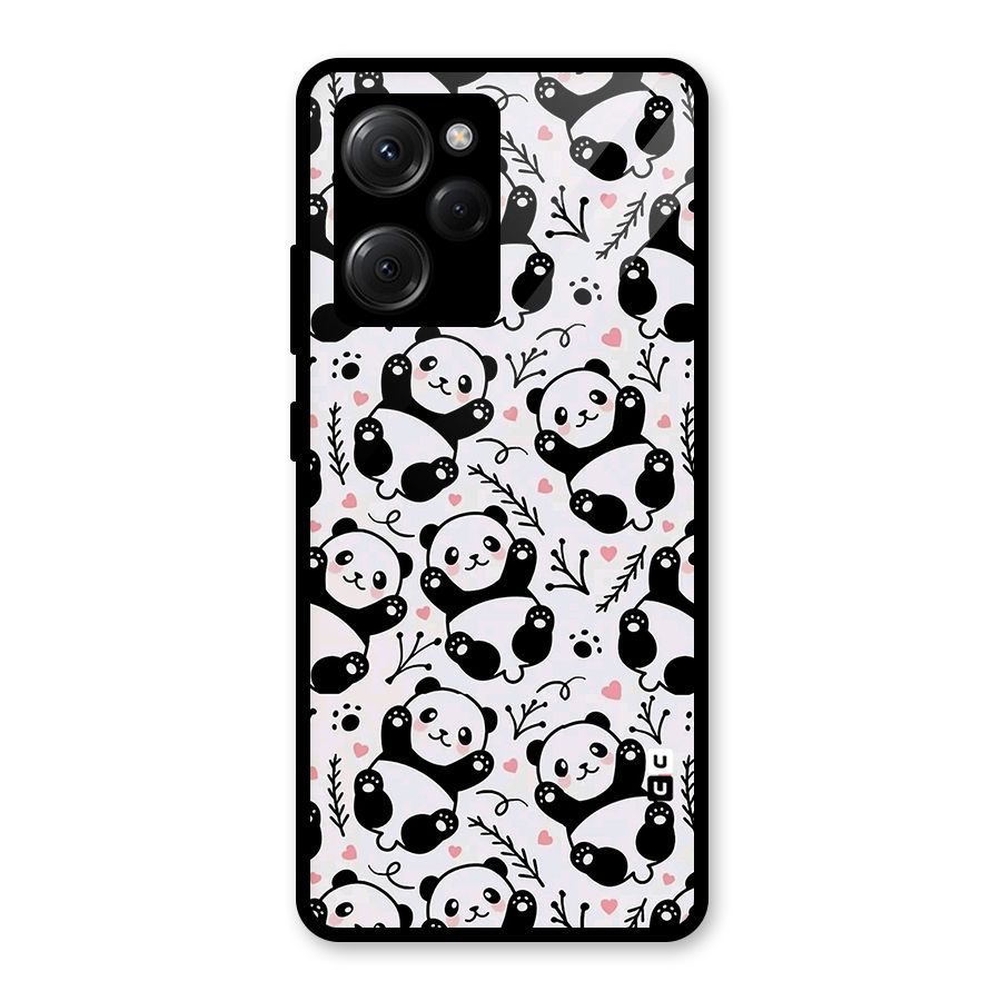 Cute Adorable Panda Pattern Glass Back Case for Poco X5 Pro