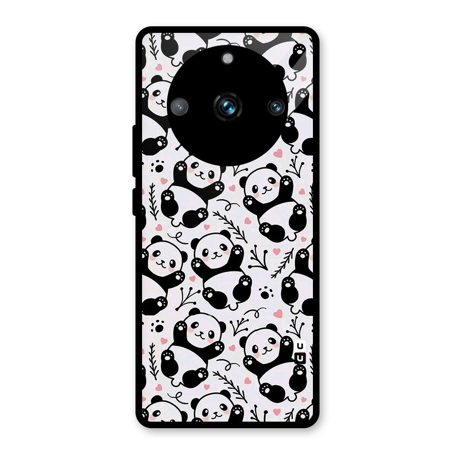 Cute Adorable Panda Pattern Glass Back Case for Realme 11 Pro