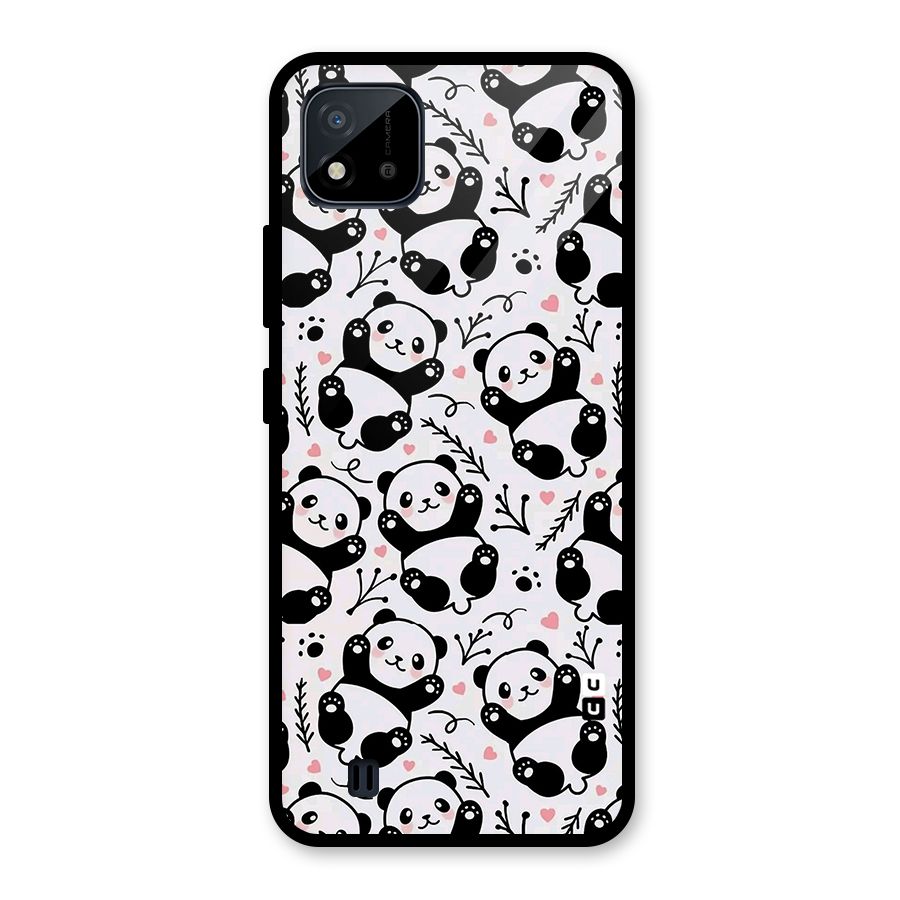 Cute Adorable Panda Pattern Glass Back Case for Realme C11 2021