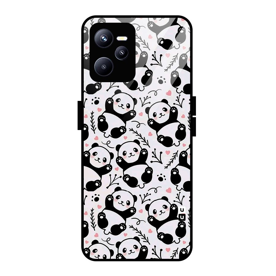 Cute Adorable Panda Pattern Glass Back Case for Realme C35