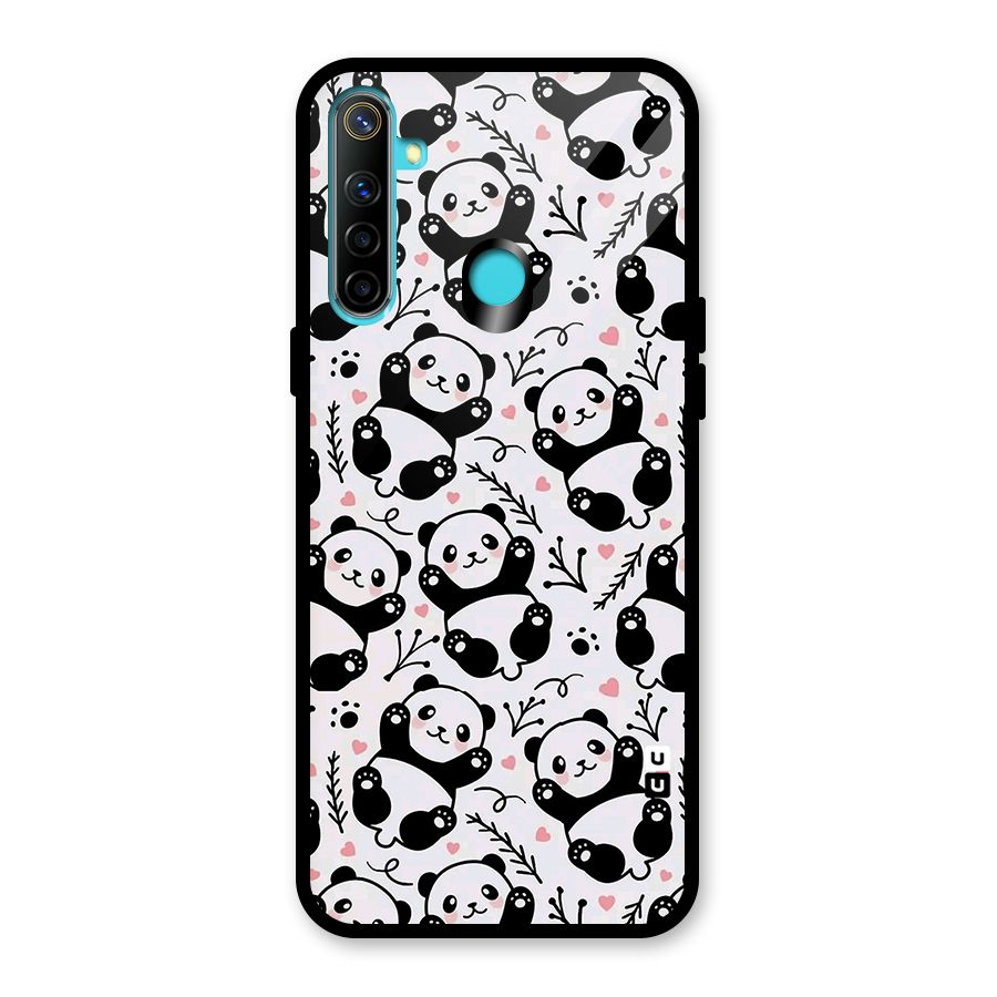 Cute Adorable Panda Pattern Glass Back Case for Realme Narzo 10