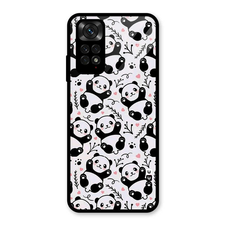 Cute Adorable Panda Pattern Glass Back Case for Redmi Note 11S