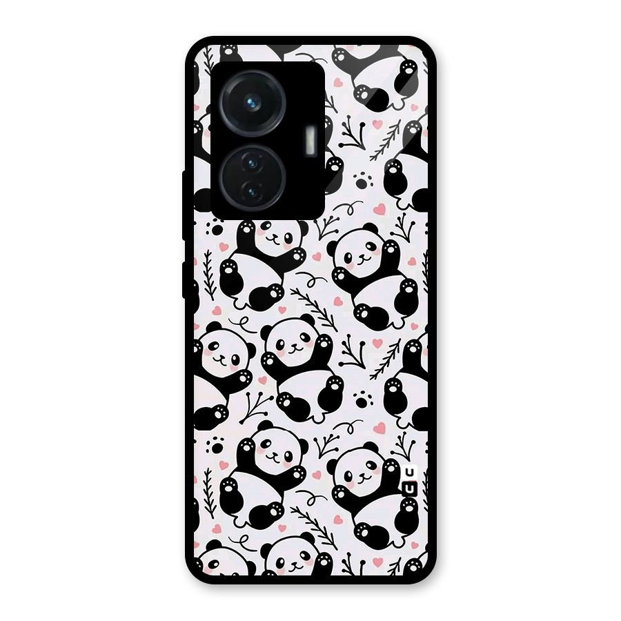 Cute Adorable Panda Pattern Glass Back Case for Vivo T1 44W