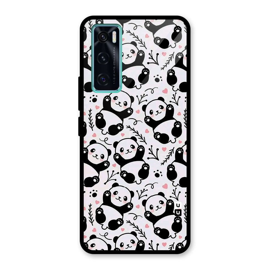 Cute Adorable Panda Pattern Glass Back Case for Vivo V20 SE