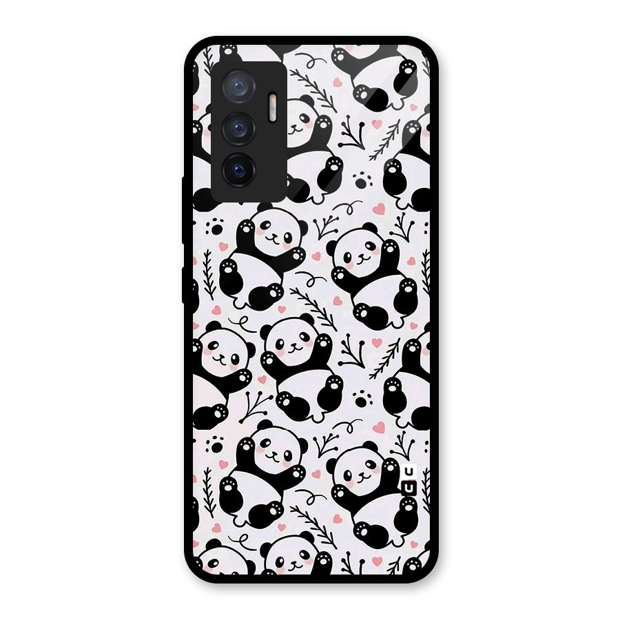 Cute Adorable Panda Pattern Glass Back Case for Vivo V23e