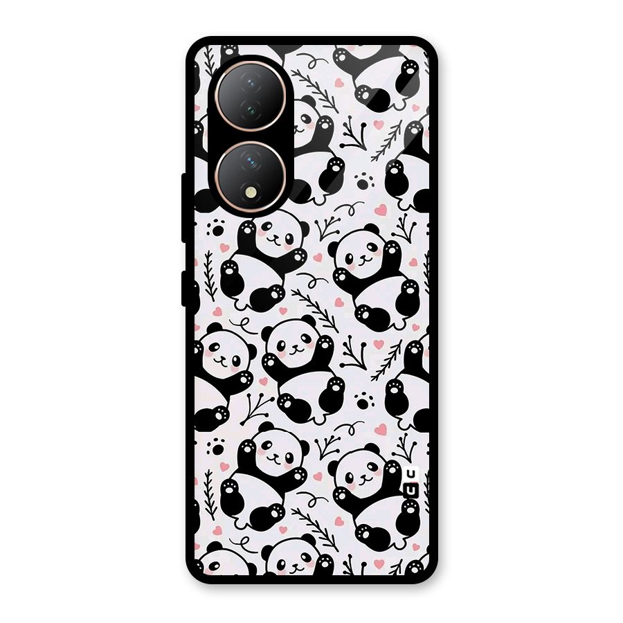 Cute Adorable Panda Pattern Glass Back Case for Vivo Y100A